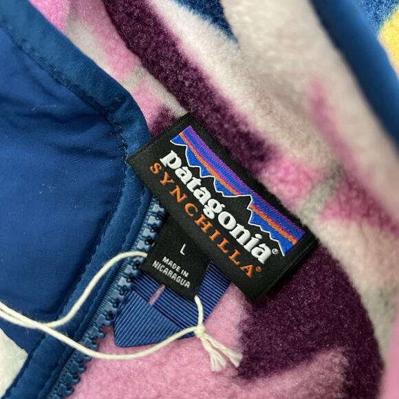 Patagonia Synchilla Full Zip Jacket Size Large Womens Frontera Marble Pink Blue - Picture 9 of 10